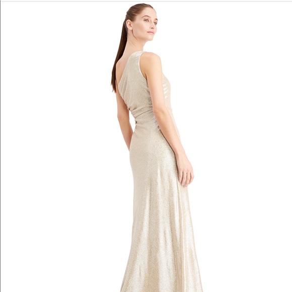 One shoulder Calvin Klein dress with slit *GOLD - Picture 4 of 13